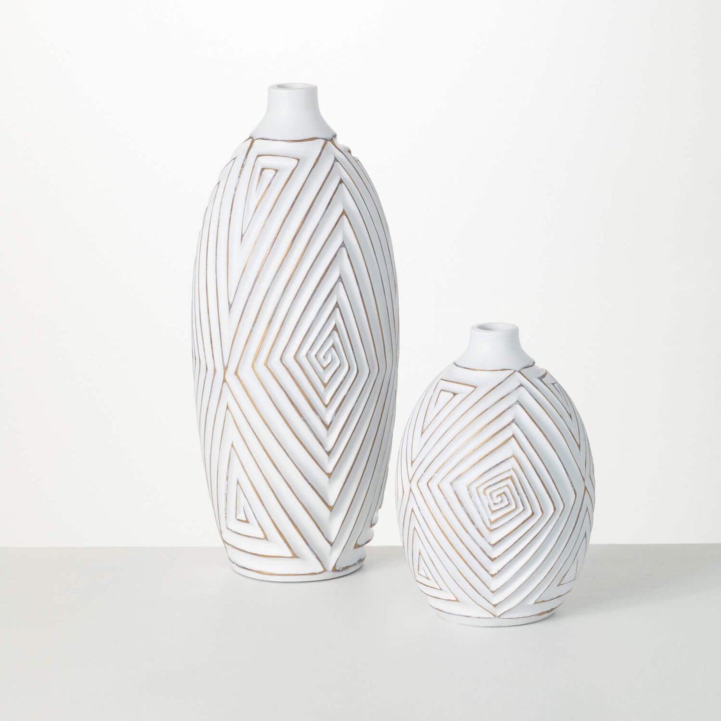 Gold Brushed Pattern Vases - Set of 2