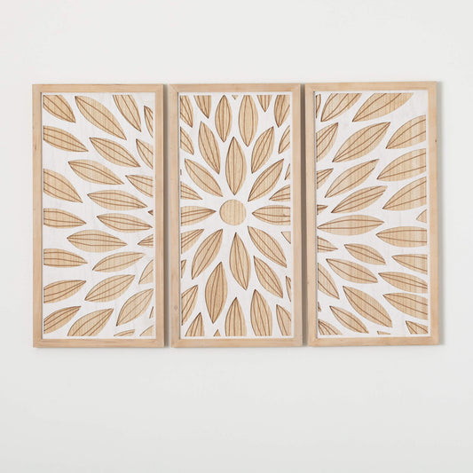 Wood Floral Wall Decor - Set of 3