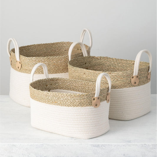 Woven Straw Basket - Set of 3