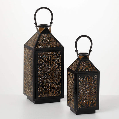 Punched Metal Lantern - Set of 2