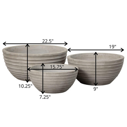 Ribbed Charcoal Basin Planters