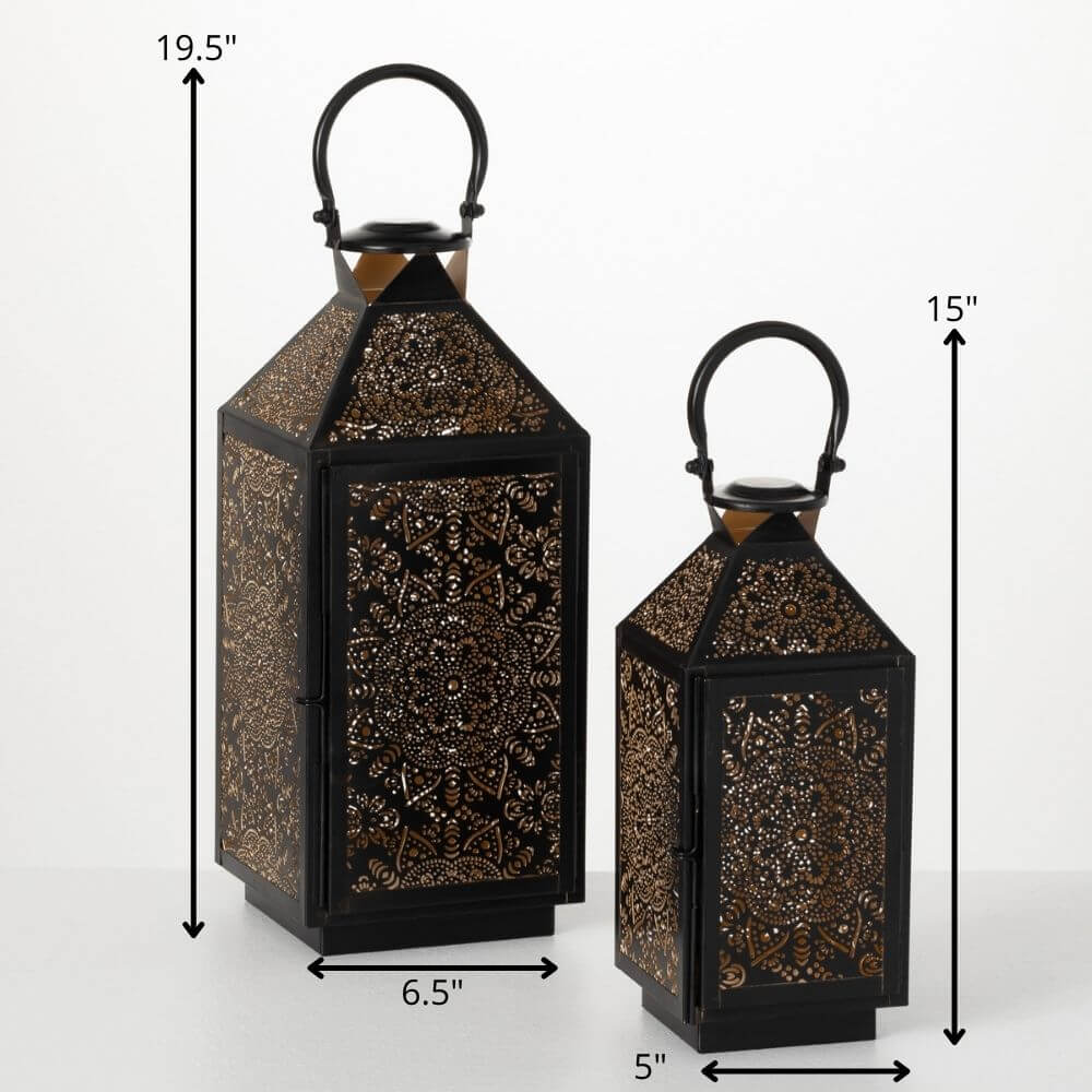 Punched Metal Lantern - Set of 2